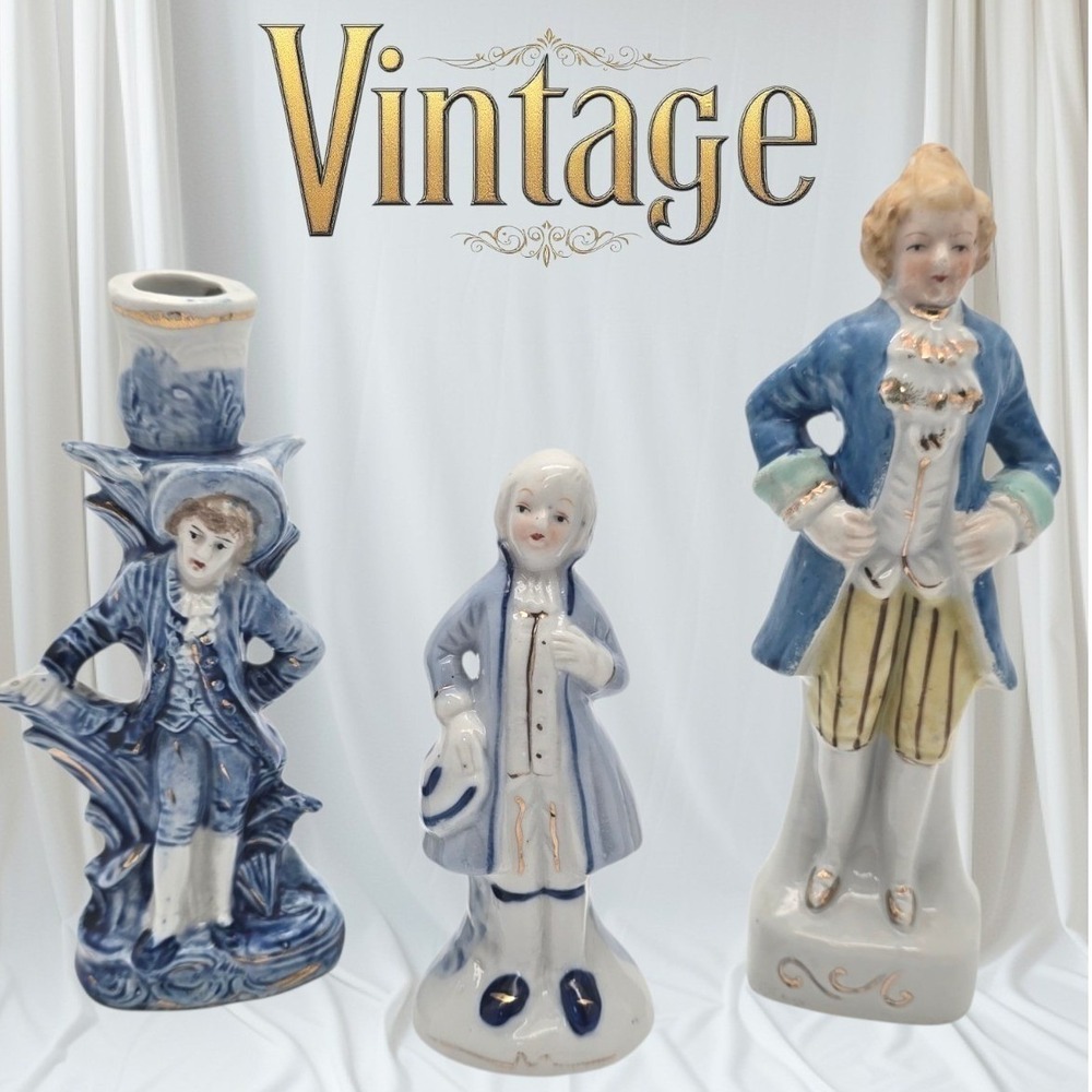 Vintage Porcelain Figurine‎ Candlestick Set Occupied Japan 3 Piece Collection